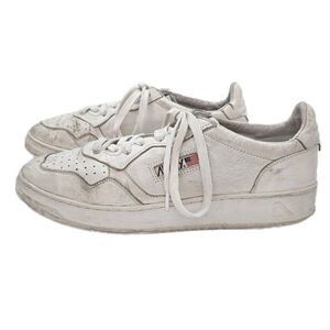 Autry Medalist Low Top Distressed Vintage Leather Sneakers White EU45 US11.5-12